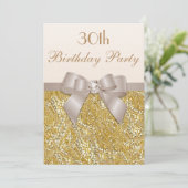 Jeglicher Alters Birthday Gold Glitzer Diamond Bow Einladung (Stehend Vorderseite)