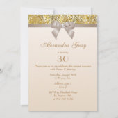 Jeglicher Alters Birthday Gold Glitzer Diamond Bow Einladung (Rückseite)
