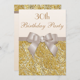 Jeglicher Alters Birthday Gold Glitzer Diamond Bow Einladung