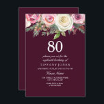 Jeglicher Alters Weißrosa Rose Burgundy Geburtstag Einladung<br><div class="desc">Jeglicher Age White Pink Rose Burgundy Geburtstag Einladend schöne,  elegante florale Aquarell Design Vollständig anpassbar / personalisiert</div>