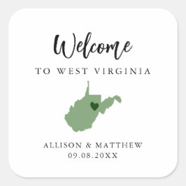 Jeglicher Color West Virginia Staat HochzeitsWillk Quadratischer Aufkleber
