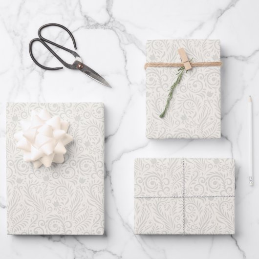 Jeglicher Fall weißes, florales botanisches Geschenkpapier Set (Vorderseite)