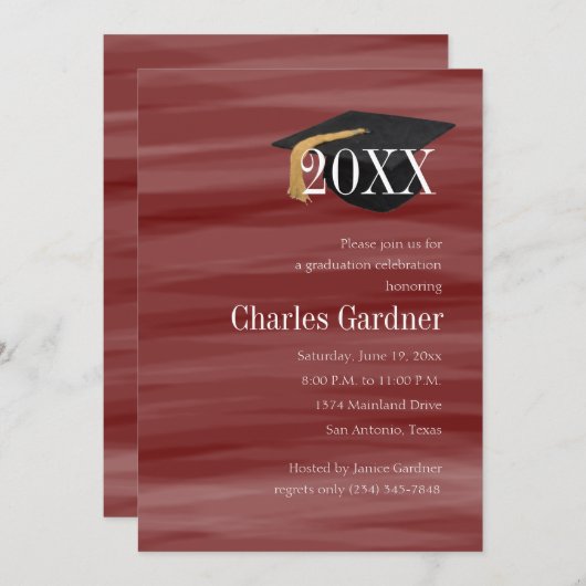 Jeglicher Farbabstrich mit Graduierungskappe Einladung (Vorne/Hinten)