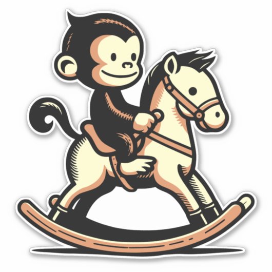 Jeglicher Farbaffe beim Rockpferd Aufkleber (Vorderseite)