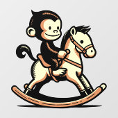 Jeglicher Farbaffe beim Rockpferd Fensteraufkleber (Blatt)