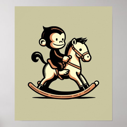 Jeglicher Farbaffe beim Rockpferd Poster (Vorne)