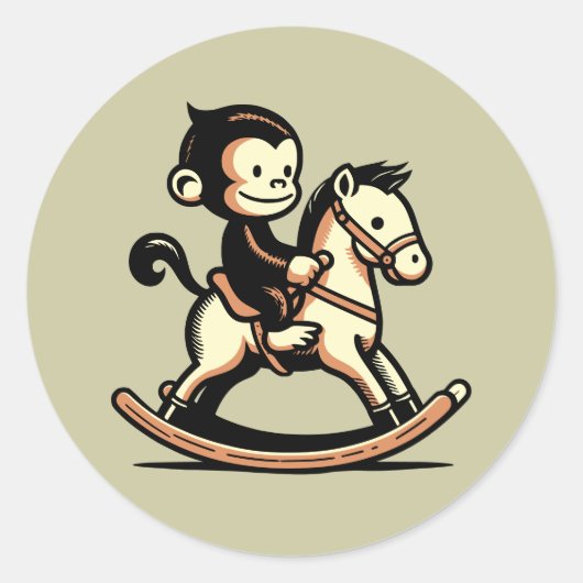 Jeglicher Farbaffe beim Rockpferd Runder Aufkleber (Vorderseite)