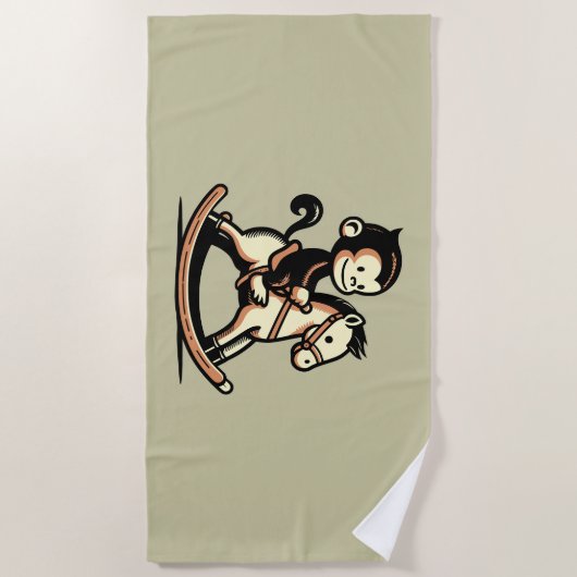 Jeglicher Farbaffe beim Rockpferd Strandtuch (Vorderseite)