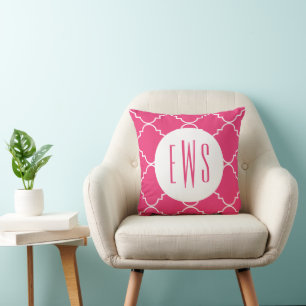 Jeglicher farbiger Chic Quatrefolie-Mit Monogramm Kissen
