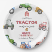 Jeglicher Geburtstag eines Aquarelltraktors Pappteller (Vorderseite)