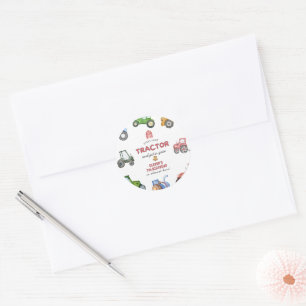 Jeglicher Geburtstag eines Aquarelltraktors Runder Aufkleber