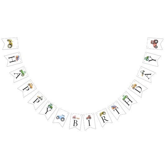 Jeglicher Geburtstag eines Aquarelltraktors Wimpelkette (Alle)