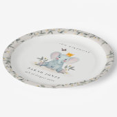 Jeglicher Geburtstag eines Elefanten aus Holz Pappteller (Schrägansicht)