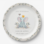 Jeglicher Geburtstag eines Elefanten aus Holz Pappteller (Vorderseite)