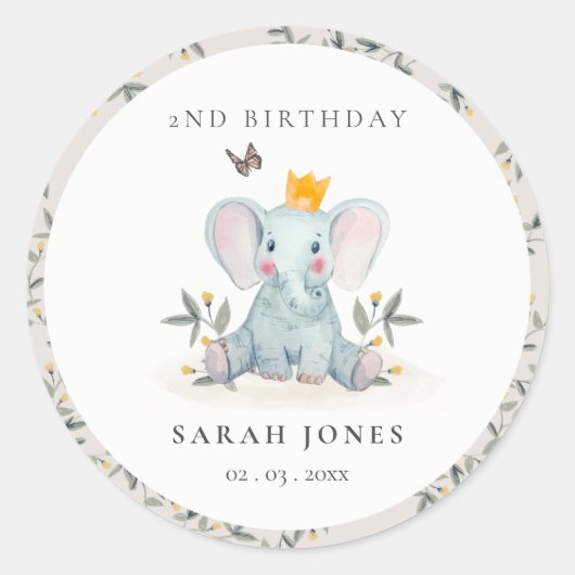 Jeglicher Geburtstag eines Elefanten aus Holz Runder Aufkleber (Vorderseite)