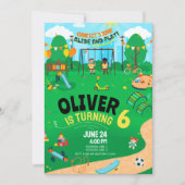 Jeglicher Geburtstag eines überdachten Spielplatze Einladung (Vorderseite)