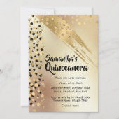 Jeglicher Geburtstag Gold Glitzer Black Confetti C Einladung (Vorderseite)