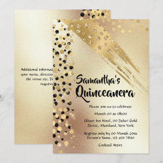 Jeglicher Geburtstag Gold Glitzer Black Confetti C Einladung
