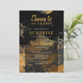 Jeglicher Geburtstag jubelt schwarzes Gold Einladung (Stehend Vorderseite)