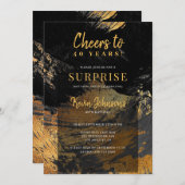 Jeglicher Geburtstag jubelt schwarzes Gold Einladung (Vorne/Hinten)