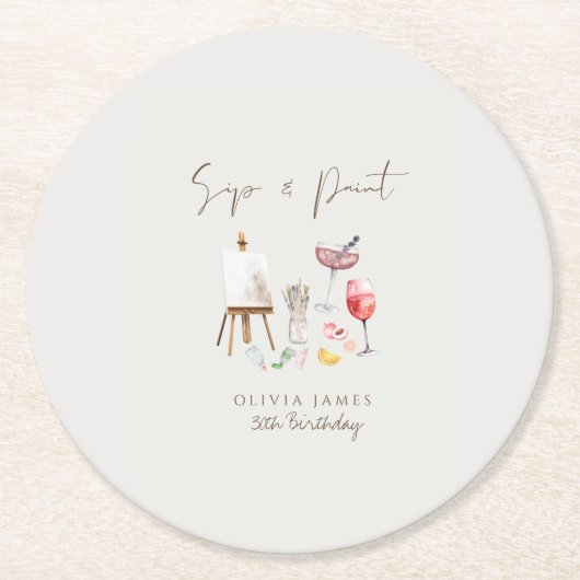 Jeglicher Geburtstag Runder Pappuntersetzer (Vorderseite)