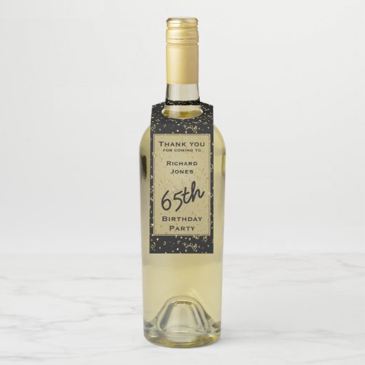 Jeglicher Geburtstag - Schwarz/Gold über den Berg Flaschenanhänger (Auf Flasche)