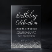 Jeglicher Geburtstag Silber Moderner Glitzer Acryleinladungen