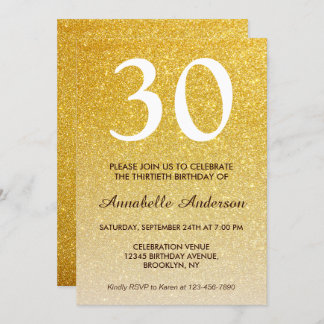 Jeglicher gelber Glam-Glitzer Sparkle Geburtstag Einladung