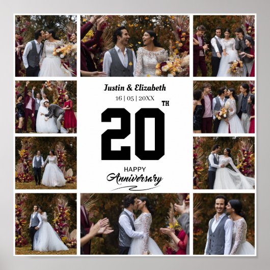 Jeglicher glücklicher Jahrestag 10 FotoCollage Poster (Vorne)