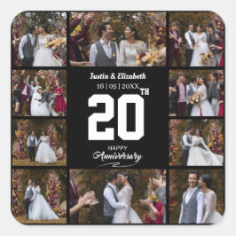 Jeglicher glücklicher Jahrestag 10 FotoCollage Quadratischer Aufkleber