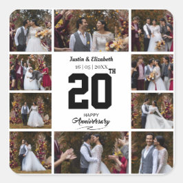 Jeglicher glücklicher Jahrestag 10 FotoCollage Quadratischer Aufkleber