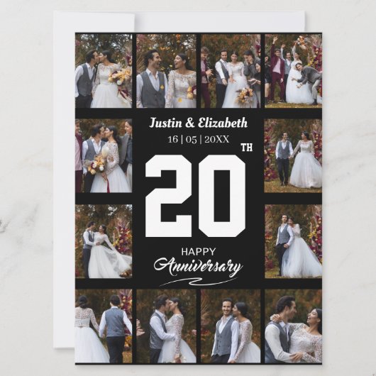 Jeglicher glücklicher Jahrestag 12 FotoCollage Karte (Vorderseite)