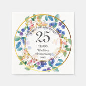 Jeglicher Hochzeitstag (25) Gold Frame Berries Serviette (Vorderseite)