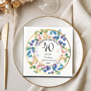 Jeglicher Hochzeitstag (40) Gold Frame Berries Serviette