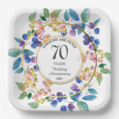 Jeglicher Hochzeitstag (70) Gold Frame Berries Pappteller (Vorderseite)