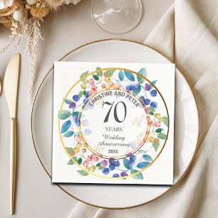 Jeglicher Hochzeitstag (70) Gold Frame Berries Serviette