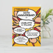 Jeglicher Hochzeitstag Comic zum Retro-Retro Einladung (Stehend Vorderseite)