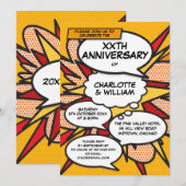 Jeglicher Hochzeitstag Comic zum Retro-Retro Einladung (Vorne/Hinten)