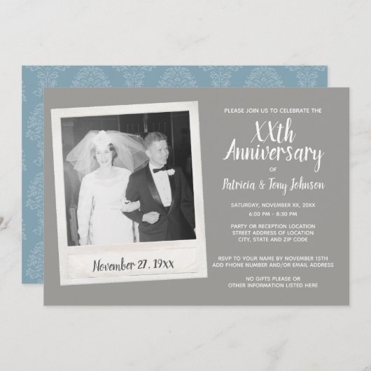 Jeglicher Hochzeitstag mit Vintagem Foto Einladung (Vorne/Hinten)