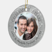 Jeglicher Hochzeitstag | Silver Sparkle Foto Keramik Ornament (Links)