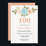 Jeglicher Hübscher Pfirsich 100. Geburtstag lädt e Einladung<br><div class="desc">Hübscher Blumenpfirsich 100. Geburtstag Einladung Matching Kollektion in Niche und Nest Laden. Vollständig anpassbar Wir haben Kunstwerke von: Freshmint Paperie https://www.etsy.com/shop/FreshmintPaperie</div>