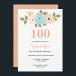 Jeglicher Hübscher Pfirsich 100. Geburtstag lädt e Einladung<br><div class="desc">Hübscher Blumenpfirsich 100. Geburtstag Einladung Matching Kollektion in Niche und Nest Laden. Vollständig anpassbar Wir haben Kunstwerke von: Freshmint Paperie https://www.etsy.com/shop/FreshmintPaperie</div>