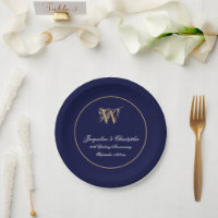 Jeglicher Jahrestag Monogram Script Chic Navy Blue