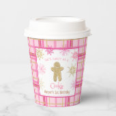 Jeglicher Karierter Pink-Gold-Bonbon als Keks Gebu Pappbecher (Vorderseite)