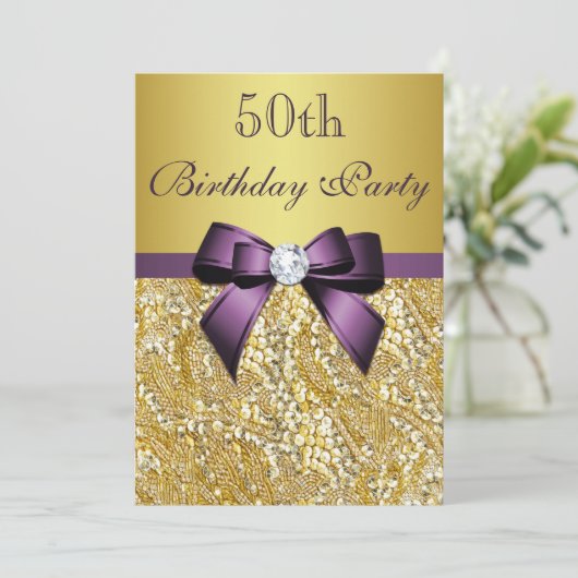 Jeglicher Lila Bogen von Imitat-Sequenzen für Gebu Einladung (Stehend Vorderseite)