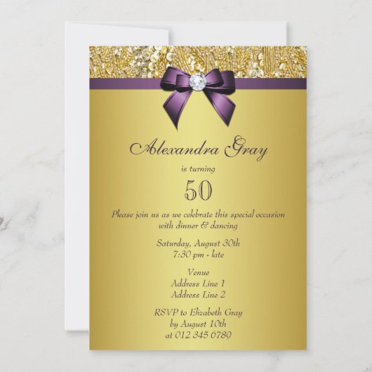 Jeglicher Lila Bogen von Imitat-Sequenzen für Gebu Einladung (Rückseite)