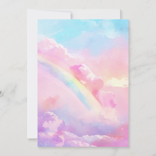 Jeglicher magischer Regenbogen Einhorn Gold Geburt Einladung (Rückseite)