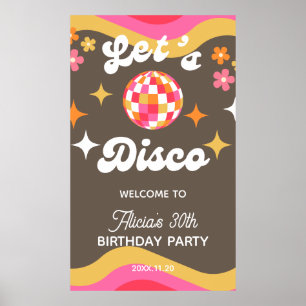 Jeglicher Retro Groovy 70er Lasst uns Geburtstag D Poster