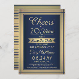 Jeglicher Ruhestand Elegant Navy Blue Gold Save The Date