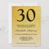 Jeglicher Schwarz-Gold-Glitzer Sparkle Ombre Gebur Einladung (Vorderseite)